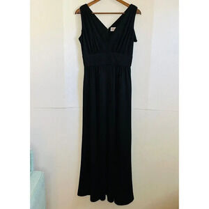 Vintage 70s R&K Knits Women's Gown - Maxi Black Pleated Formal Party Dress